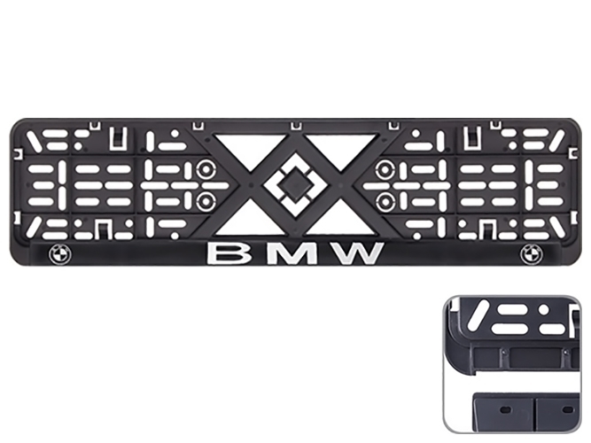 Рамка номера, пластик, SR, с хром. рельефной надписью BMW