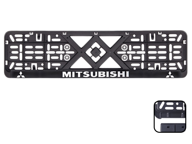Рамка номера пластиковая с хромированной рельефной надписью MITSUBISHI