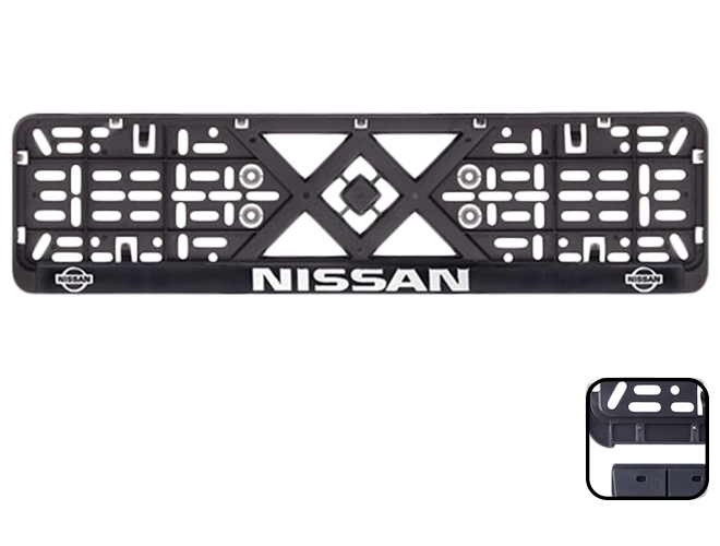 Рамка номера пластиковая с хромированной рельефной надписью NISSAN
