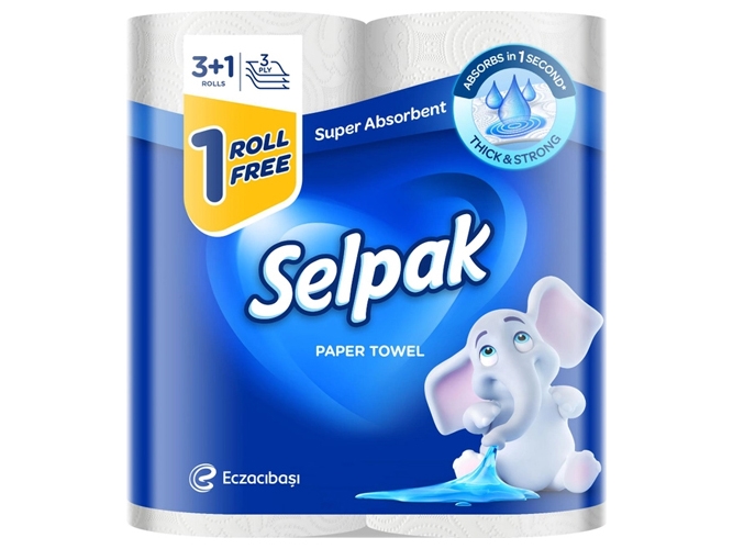Рушник кухоний Selpak Super Absorbent білий тришаровий (ціна за упаковку 4шт)