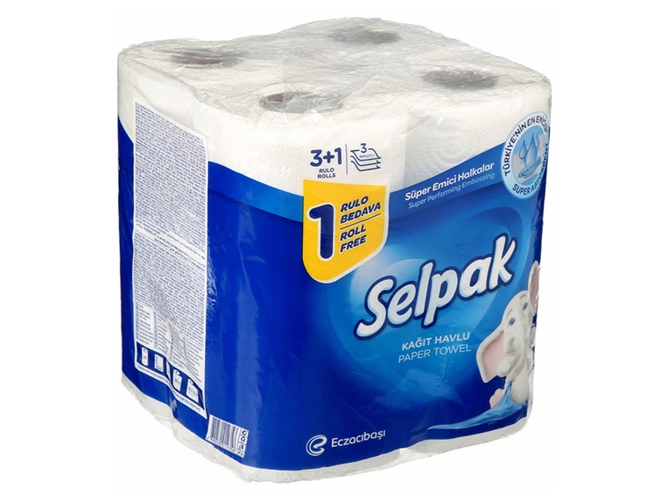 Рушник кухоний Selpak Super Absorbent білий тришаровий (ціна за упаковку 4шт)