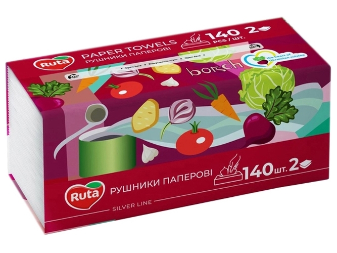 Рушники паперові Ruta V - складання двошарові, 140шт