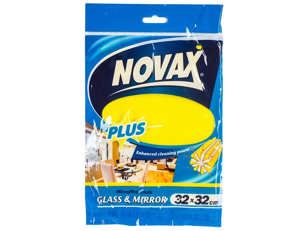 Салфетка микрофибра для стекла и зеркал Novax Plus 32х32см 1шт