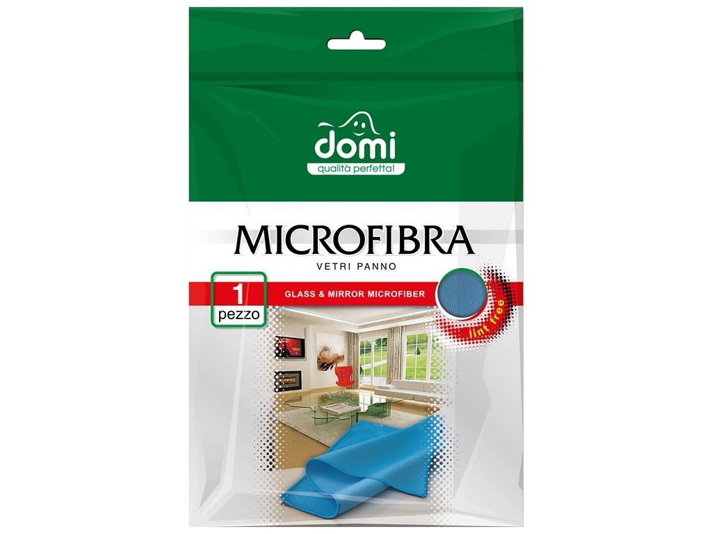 Салфетка микрофибра для стекол и зеркал "Domi" 35x35см