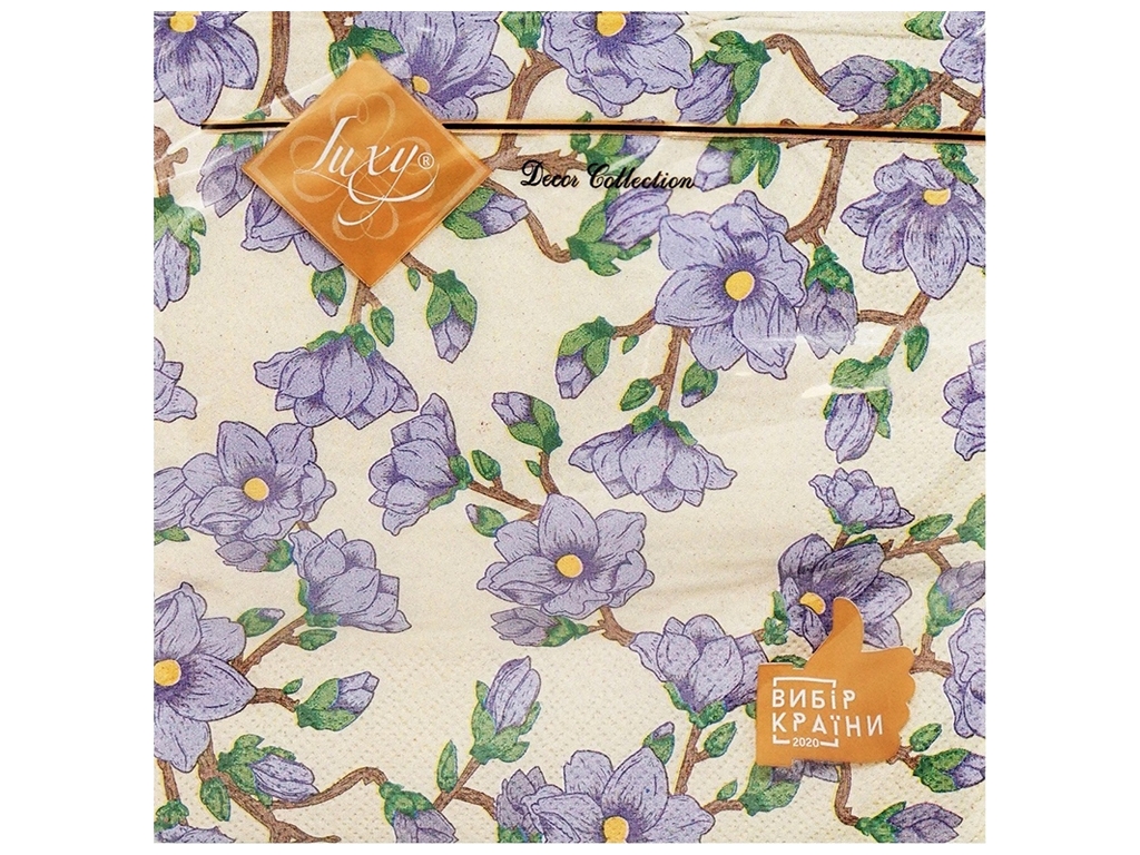 Салфетки Голубая магнолия Luxy, 33х33см, 3 слоя, 18шт