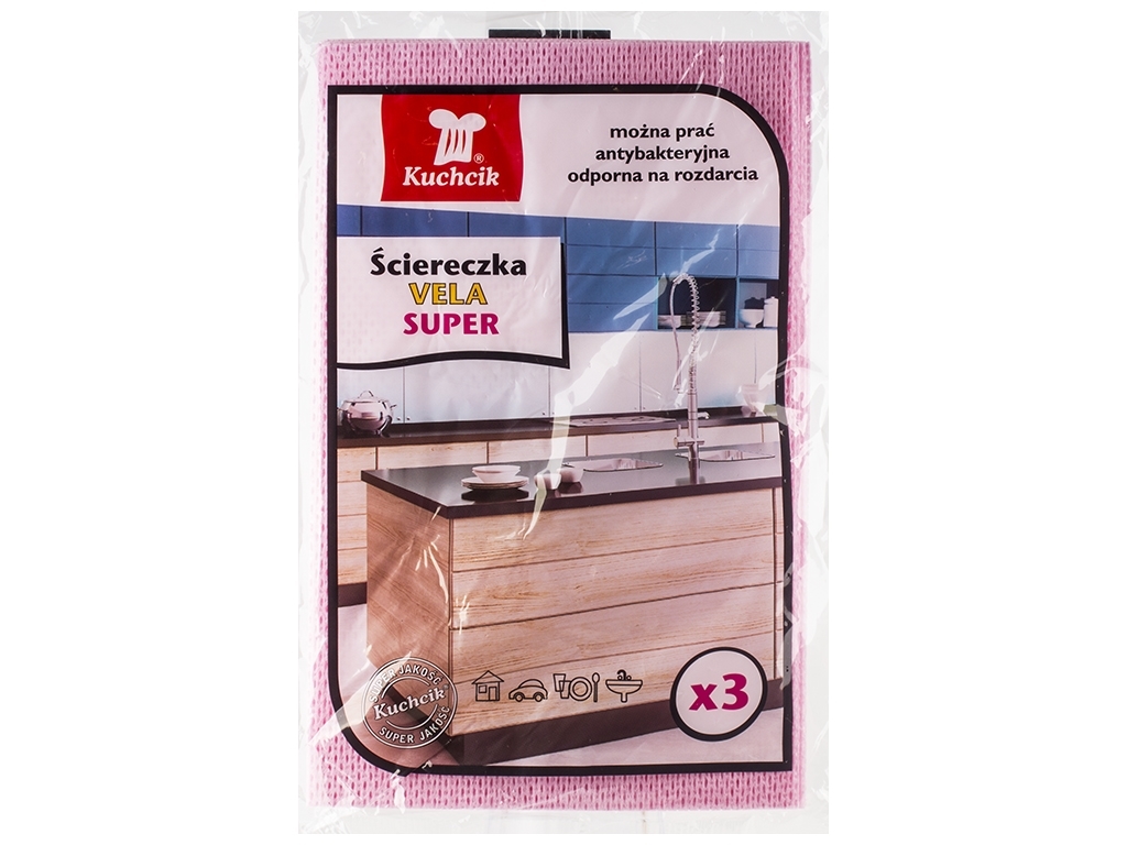 Серветки для вологого прибирання Kuchcik "Vela super" абсорбуючі 33х50см, 3 шт