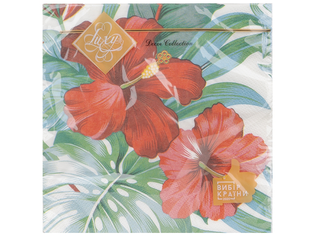 Салфетки Гибискус африканский Luxy, 33х33см, 3 слоя, 18шт