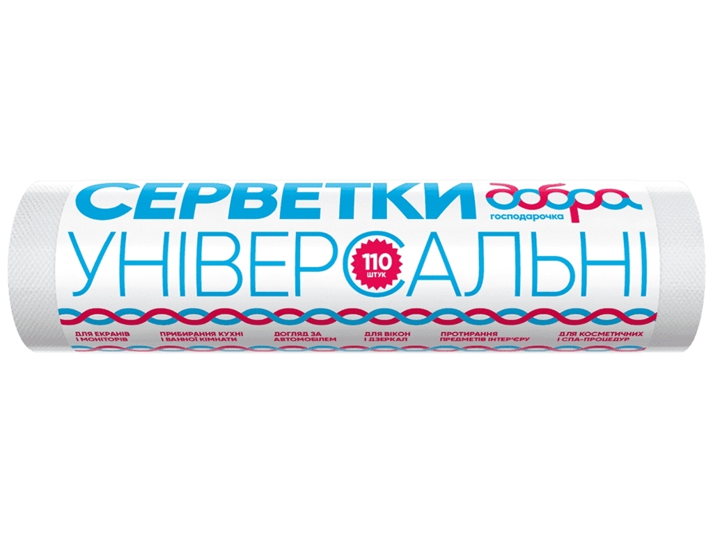 Салфетки универсальные в рулоне Добра Господарочка 25х30см 100+10шт