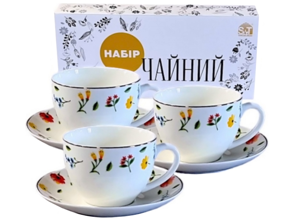 Сервиз чайный, чашка – 240мл, блюдце – 15см (цена за набор 12шт)