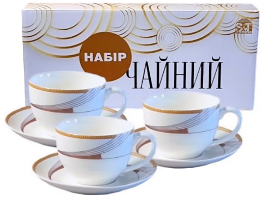 Сервиз чайный Фабиан, чашка – 240мл, блюдце – 15см (цена за набор 12шт)