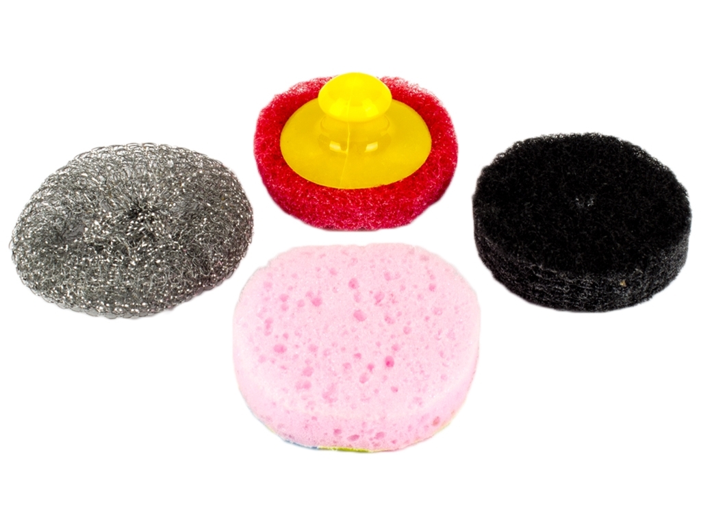 Щетка со скребком и ручкой 9см (цена за набор ручка и 4 насадки, сетка, цвета ассорти) 07374