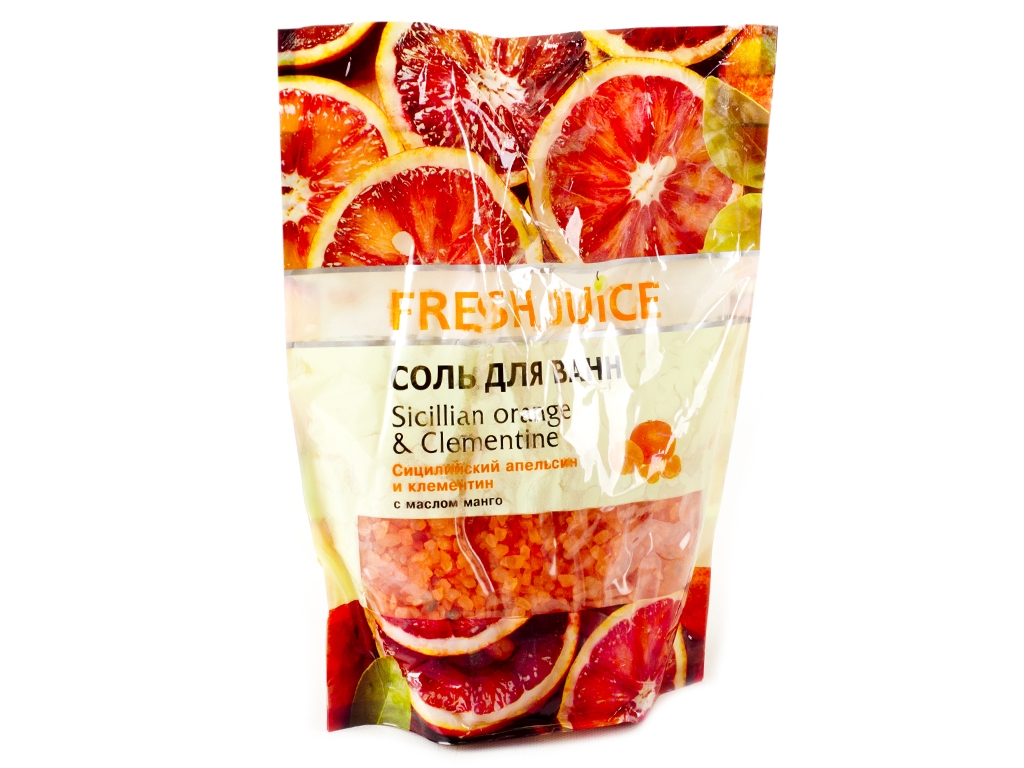 Соль для ванной Fresh juice Sicilian orange&clementine дой-пак 500мл