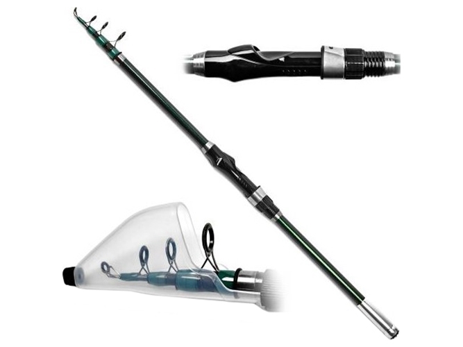 Спінінг телескоп Re Navigator, карбон, тест 50-80г, 6 колін, 2,7м, колір чорно-зелений