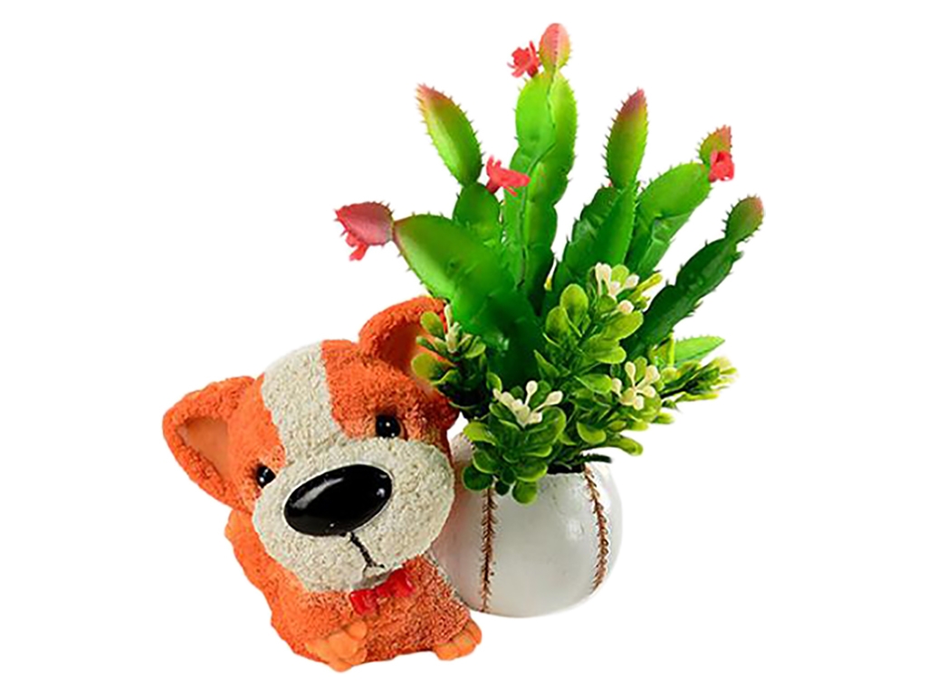 Статуэтка керамическая "Собака с цветами"