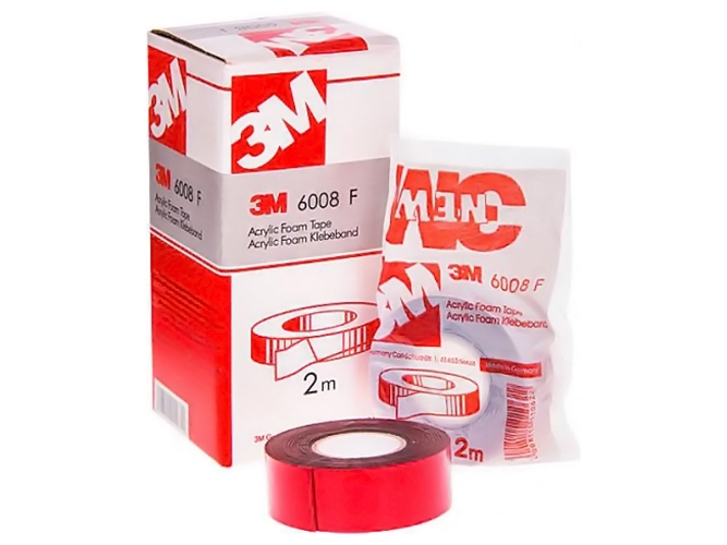 Стрічка двостороння акрилова 3M, 6008F, ширина 40мм, товщина 0,8мм, довжина 2м, колір червоний