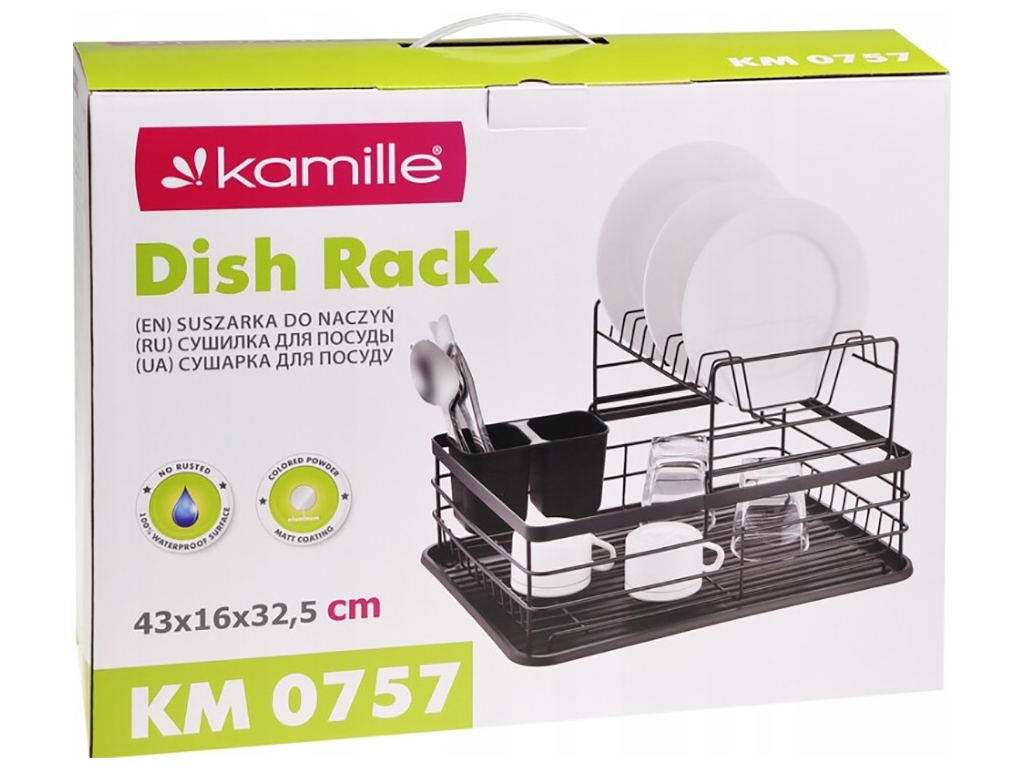 Сушарка для посуду Kamille, з піддоном, 43х16х32,5см