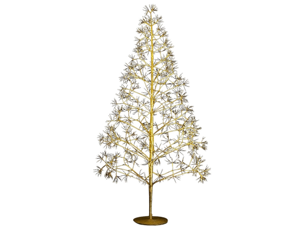 Светодиодное дерево (2100 мини-LED, цвет лампочек - тёплый белый), 180см, цвет - золото