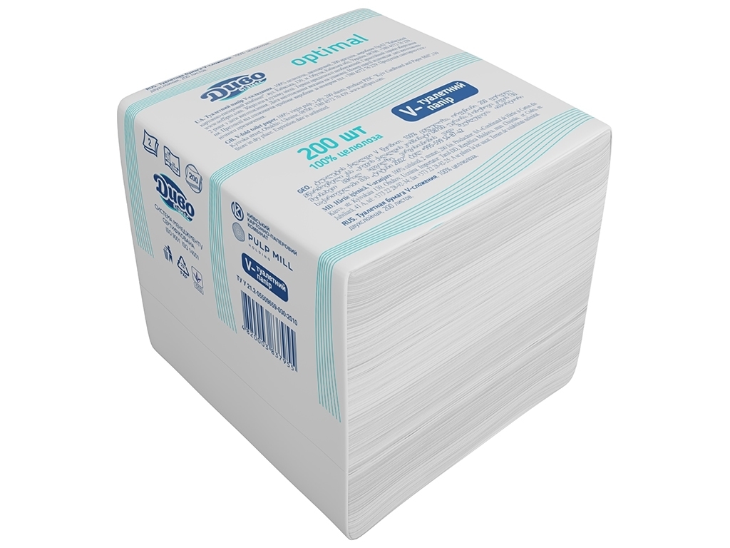 Туалетний папір Диво Бізнес Optimal, СГ 16г/м, 2х шаровий, V-склад., білий (ціна за упаковку 200шт)