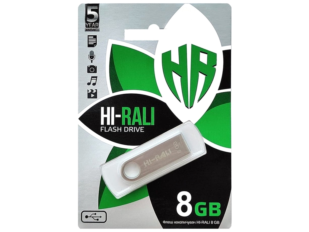 USB флеш-накопитель Hi-Rali Shuttle 8gb, Стальной
