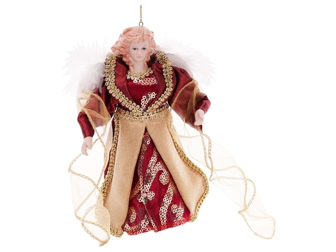 Верхушка на елку Ангел 17,5см, цвет - бордо с золотом