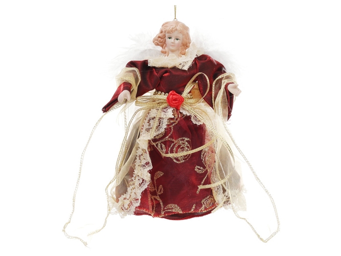 Верхушка на елку Ангел, 17,5см, цвет - бордо