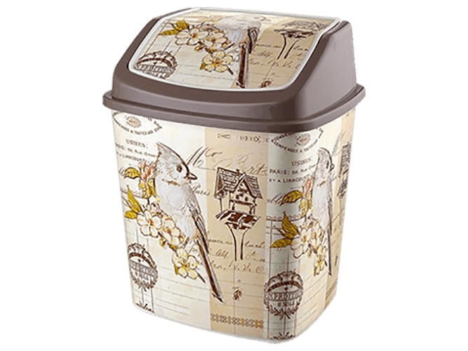 Ведро для мусора с поворотной крышкой Elif 6,8л птичка