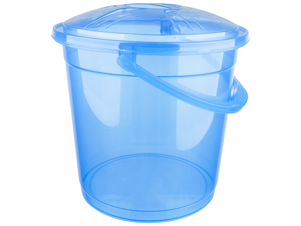 Ведро R-plastic прозрачное с крышкой, 15л, голубое