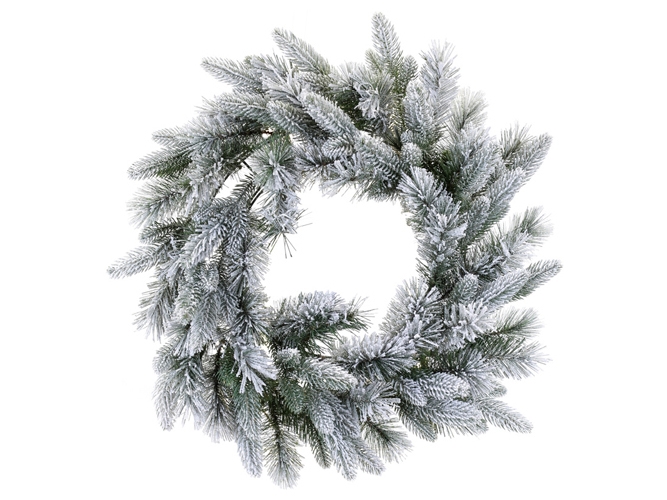 Венок из искуственной хвои заснеженный, D60см, 122 ветки