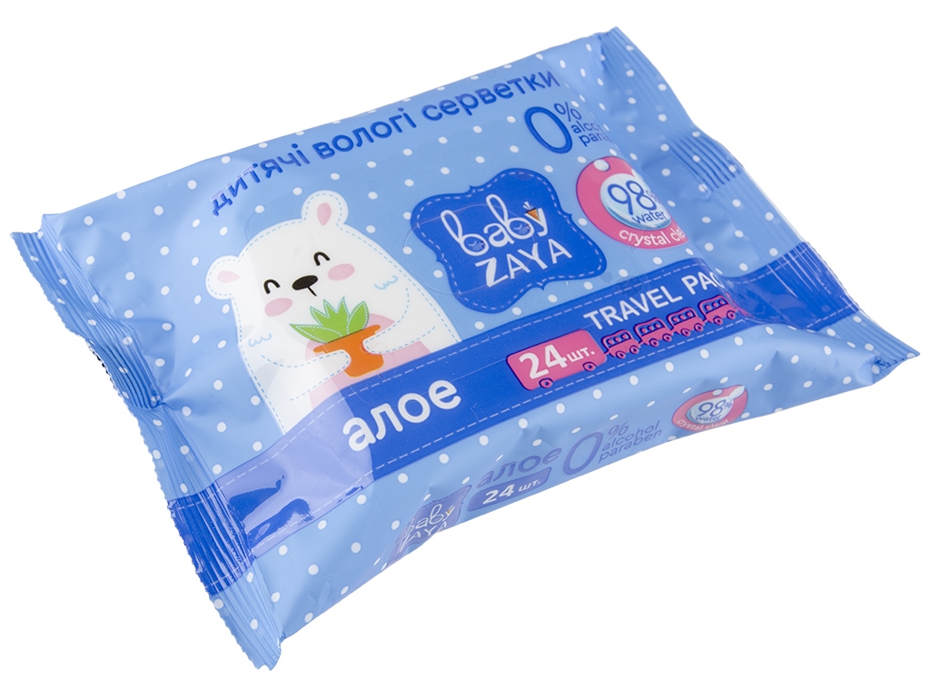 Салфетки влажные детские Baby Zaya, с экстрактом алоэ, 24шт
