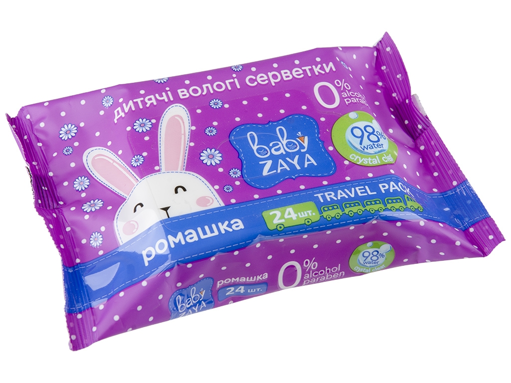 Салфетки влажные детские Baby Zaya, с экстрактом ромашки, 24шт