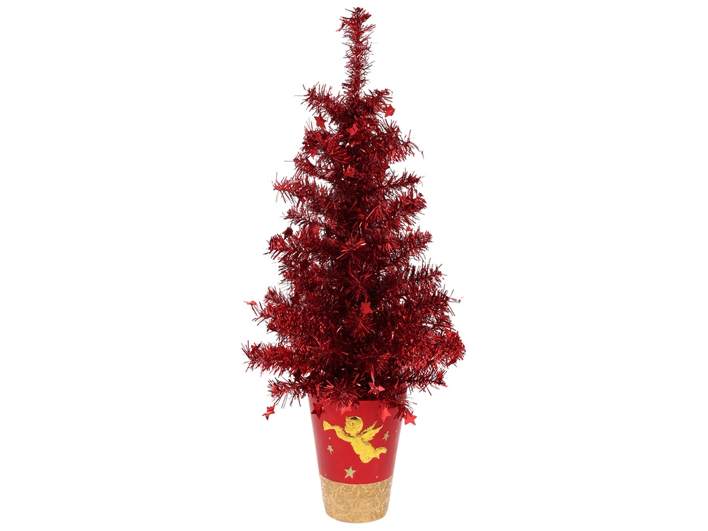 Ялинка декоративна в горщику, колір - червоний