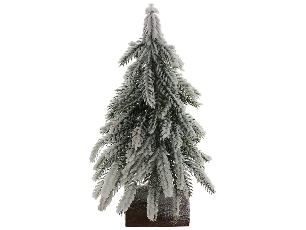 Елка декоративная заснеженная на деревянной подставке, 19см, 122-201