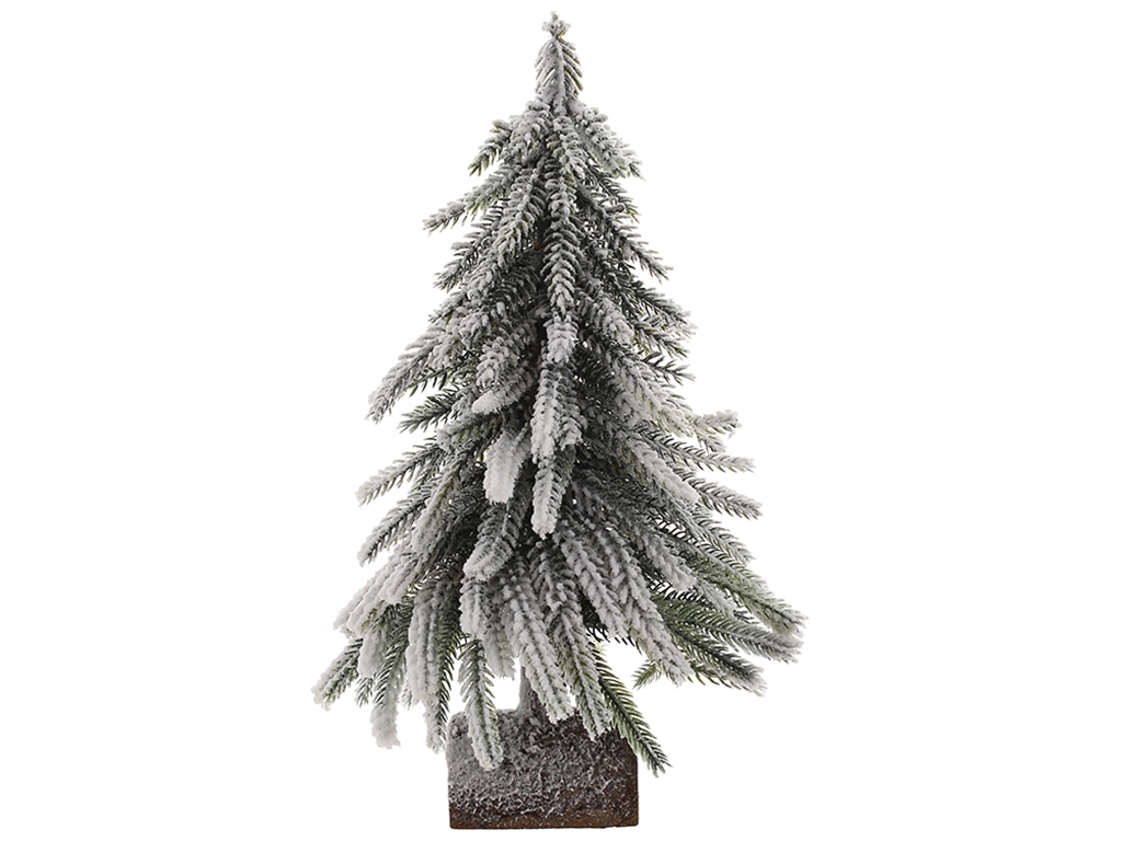 Елка декоративная заснеженная на деревянной подставке, 28см