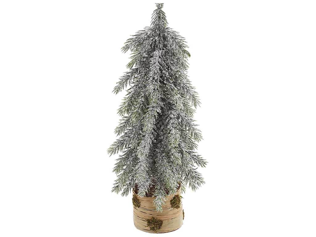 Елка декоративная заснеженная на деревянном пеньке, 10х10х27см, 122-212