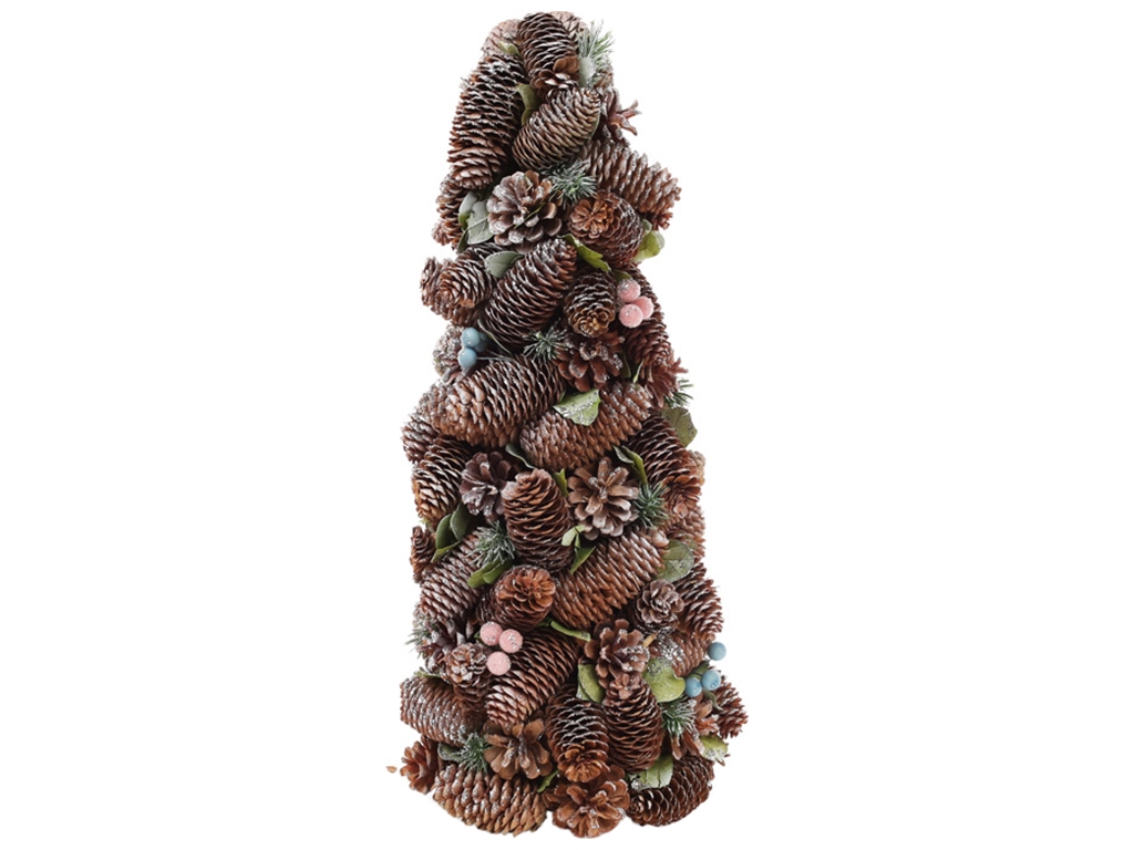 Елка новогодняя с декором из шишек и ягод, 48см