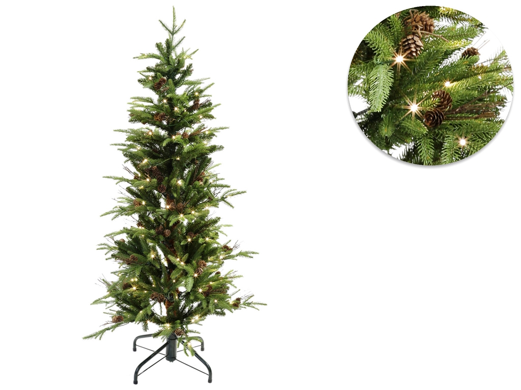 Ялинка штучна Італійська 877 гілок, 180 LED лампочок, 152см