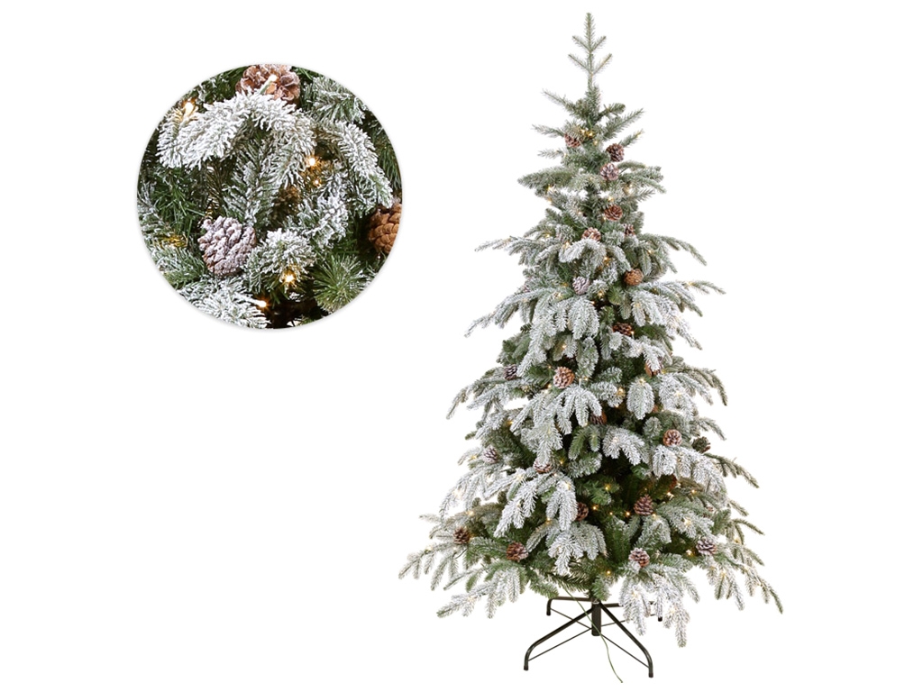 Елка искусственная Престиж с шишками, 152см, 799 веток, 200 LED, свет - тёплый белый