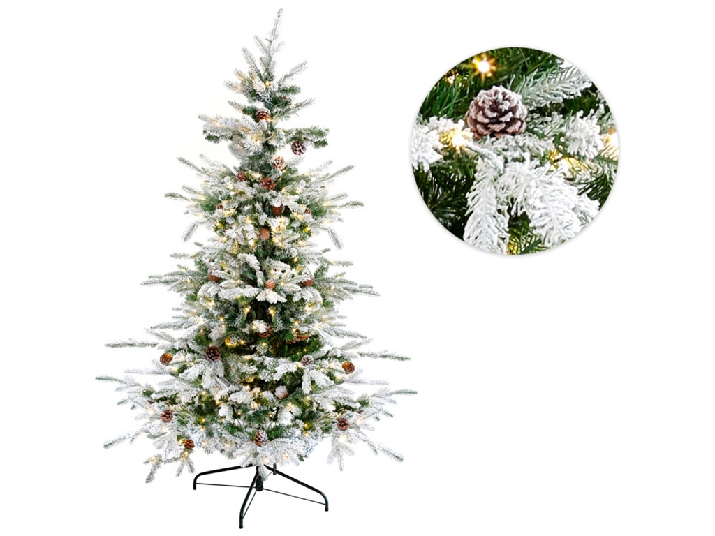 Ёлка искусственная "Престиж" с шишками, 182см, 1147 веток, 300 LED, свет - тёплый белый