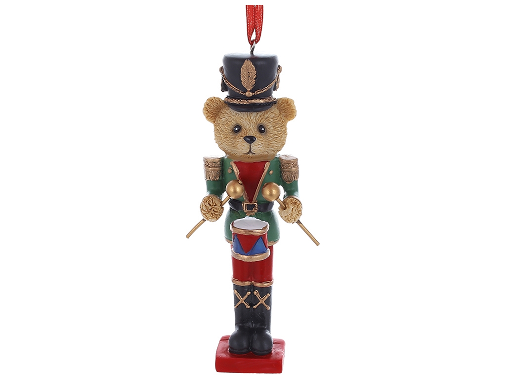 Елочная игрушка из полистоуна Мишка-солдатик, 15см