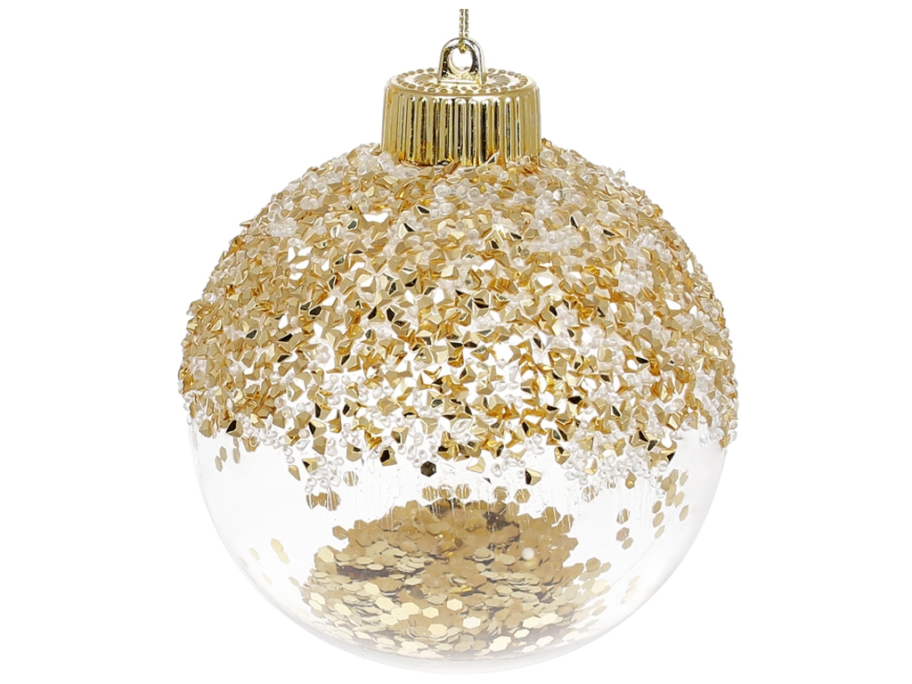 Ялинкова куля з блискітками всередині, 10см, колір - золото