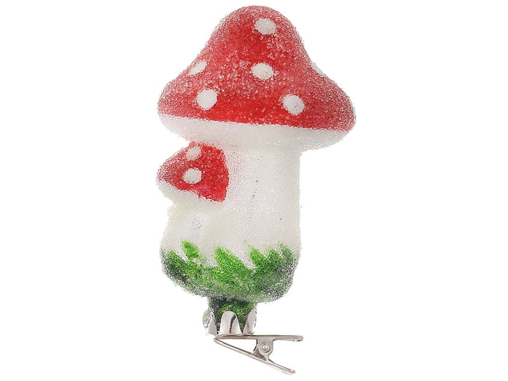 Ялинкова прикраса Мухомори на кліпсі, 12см