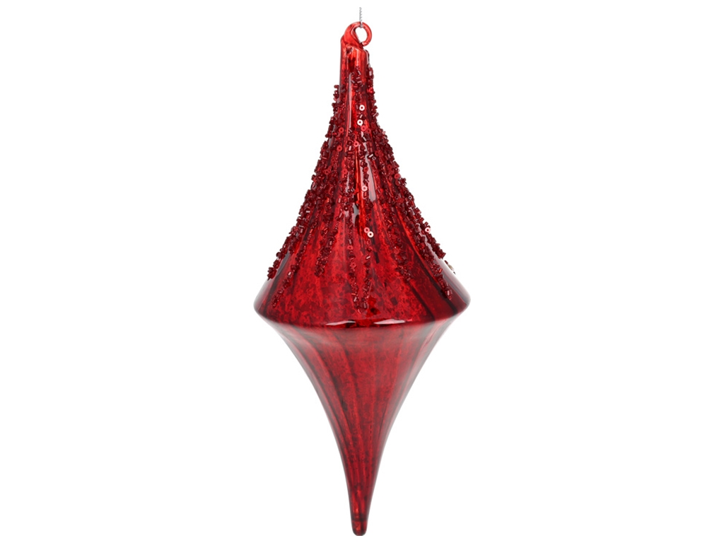 Ёлочное украшение рельефной формы с декором из бусин 30см, цвет - бургунди