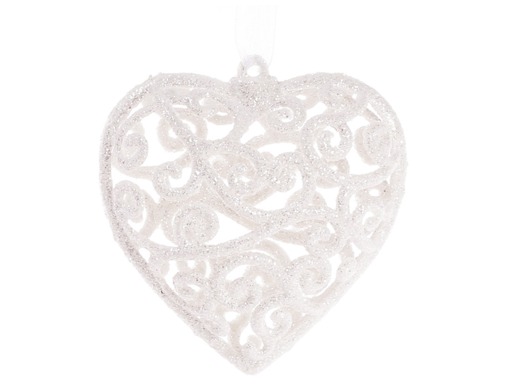 Ялинкова прикраса Серце 7,5х8см, колір - білий