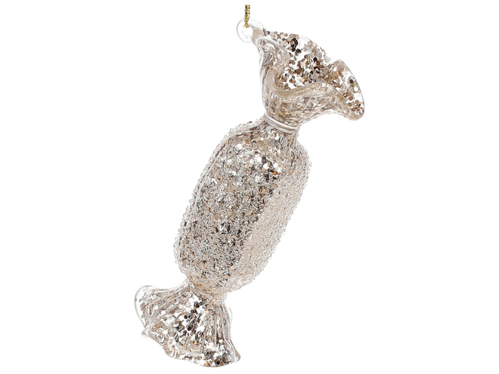 Ялинкова прикраса Цукерка з покриттям лід, 12см, колір - шампань