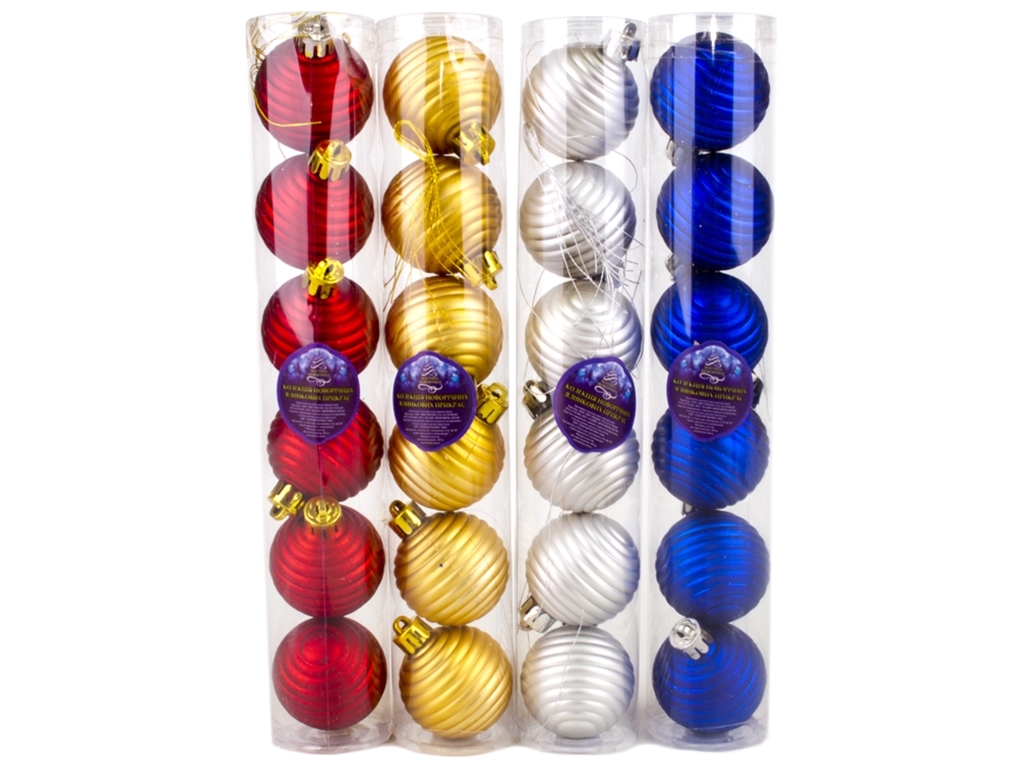 Елочные игрушки "Шарики" 4см (цена за колбу 6шт)