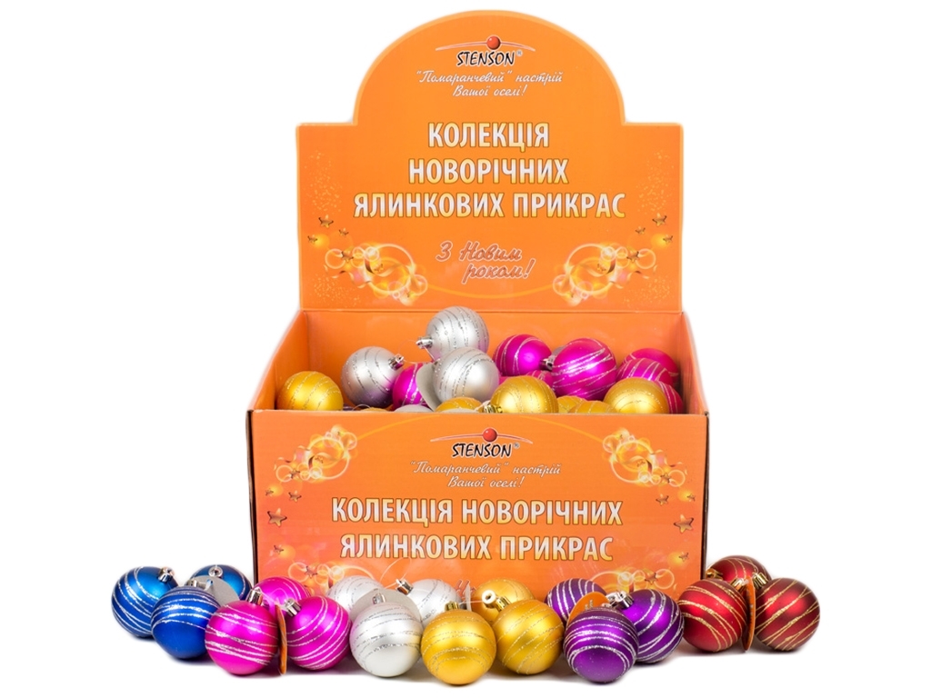 Ялинкові іграшки "Кульки" 6см 3шт / наб (ціна за дисплей 36наб)
