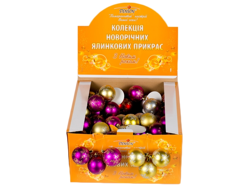 Елочные игрушки "Шарики", ассорти 6см, 3шт в связке, 36связок в дисплее (цена за упаковку 108шт)