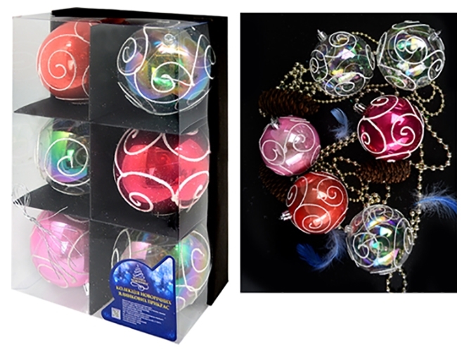 Елочные шарики Магічна Новорічна 8см (цена за упаковку 6шт)