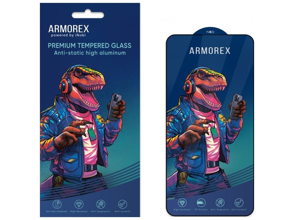 Защитное стекло ARMOREX 5D High-Alum Antistatic Xiaomi A3/Redmi12c/10c/Poco C55/PocoC40 Цвет Черный