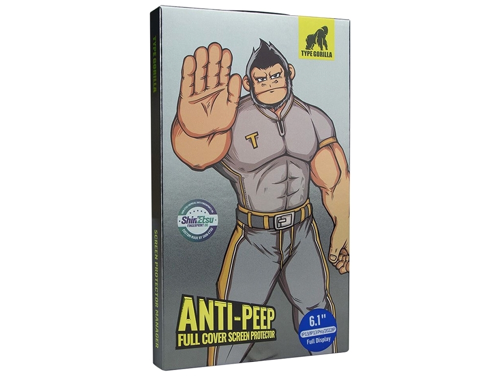 Защитное Стекло Type Gorilla 0.33мм 2.5D HD Anti-Peep NPT14 для iPhone 13/13 Pro/14 Цвет Черный